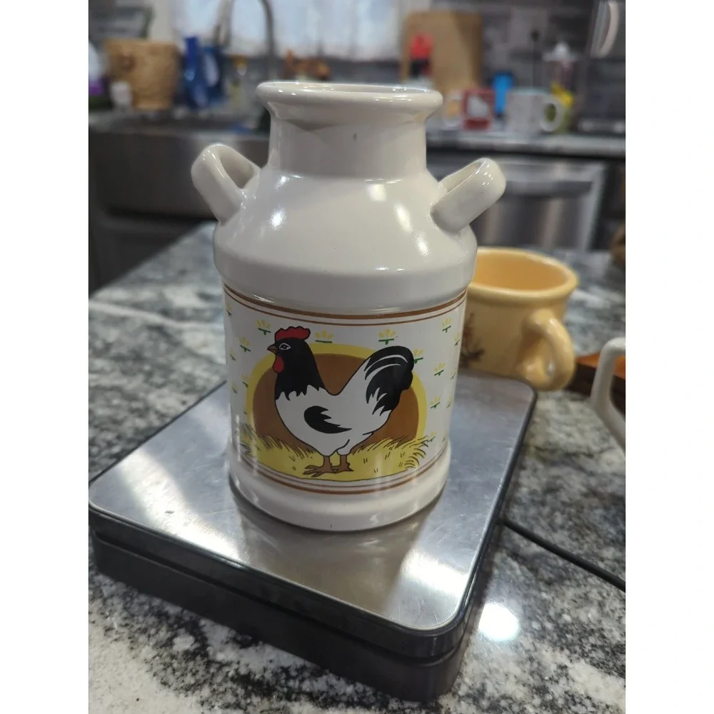 Vintage Farmhouse Style Chicken Ceramic Milk Jug/Utensil Holder/Vase Decorative